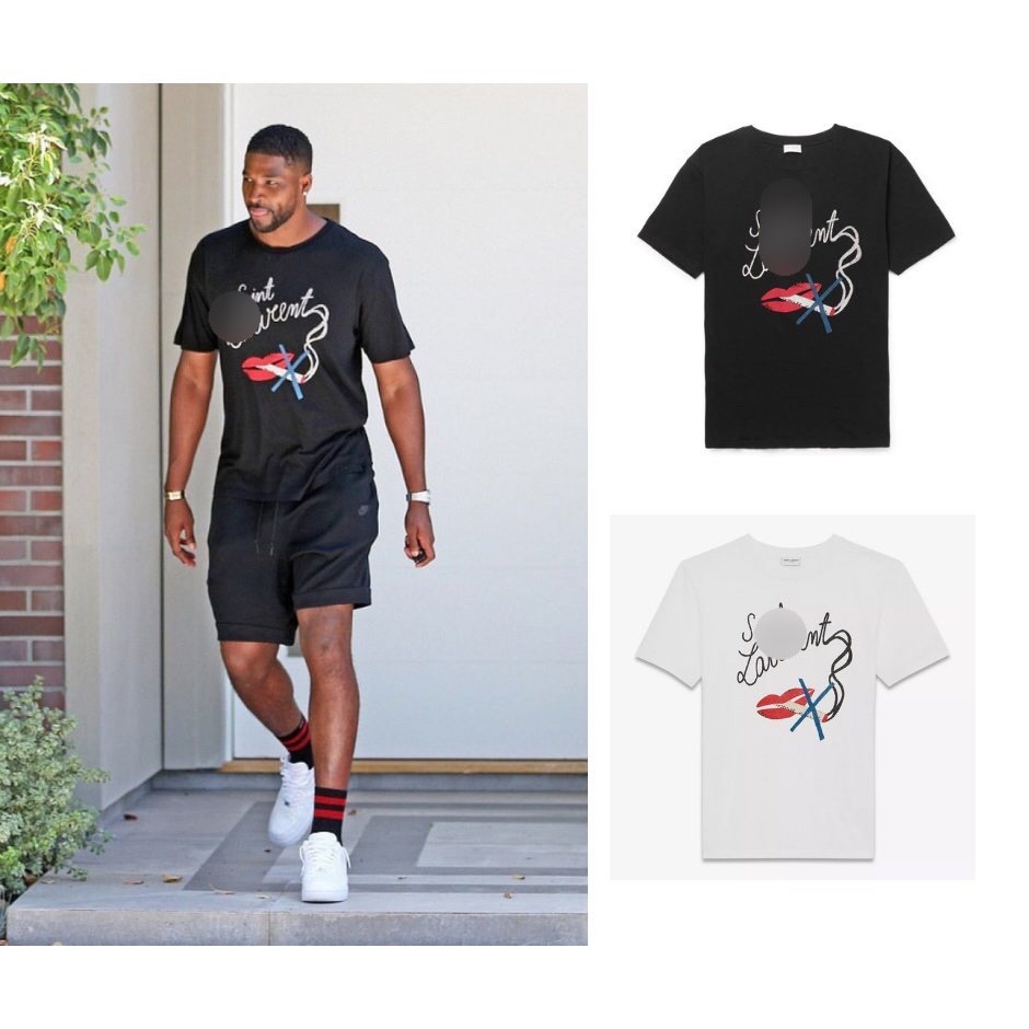 Áo thun môi hút thuốc đen trắng nam nữ