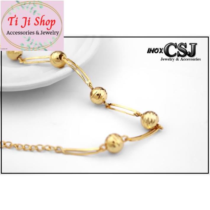 LẮC TAY NỮ BI INOX MẠ VÀNG CHẠM MÁY CÁCH ĐIỆU - siêu đẹp,