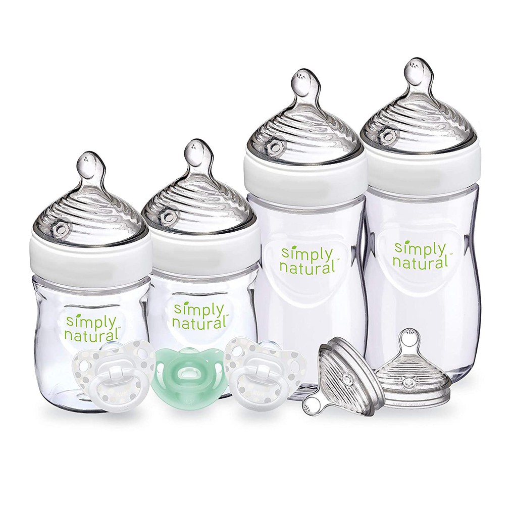 Set 4 bình sữa Nuk Simply Natural 150ml, 270ml, 2 ti giả