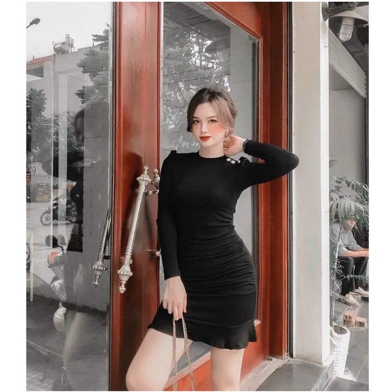 Đầm Body Tay Dài Nhún Sườn Đuôi Cá Chất Thun Borip Thích Hợp Mặc Đi Tiệc Đi Làm Đi Chơi - Đ0083 | bear.story