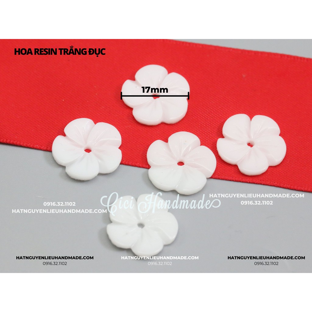 Hoa resin trắng sứ nguyên liệu hoa tai DIY (túi 20 hoa)