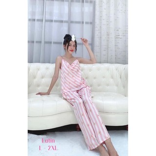 Bộ Ngủ Lụa Satin Áo dây quần dài bigsize