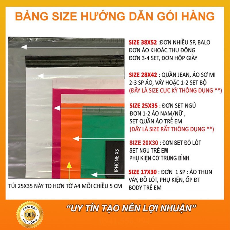 Túi Gói Hàng TUICOD OFFICIAL Túi gói hàng niêm phong tự dính Size 32x45 Size 38x52 nhiều màu TUI28-3