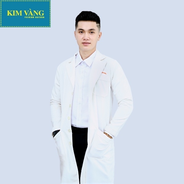 Áo Blouse nam bác sĩ, áo dược sĩ, đồng phục bệnh viện tay dài chất liệu Kaki thun - Mẫu 01