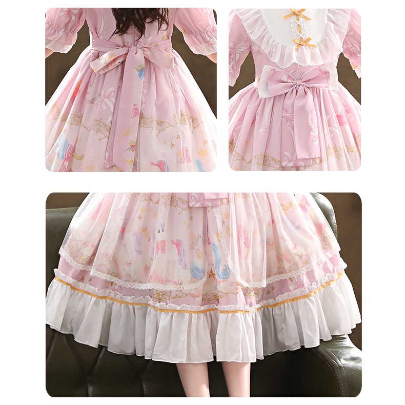 Đầm công chúa lolita IQ Angel tay ngắn thời trang mùa hè cho bé