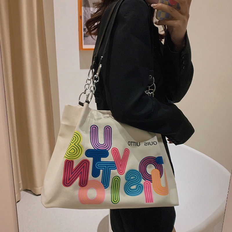 Túi Đeo Vai Vải canvas Cỡ Lớn Phong Cách Hàn Quốc Thời Trang Cho Nữ