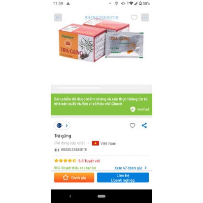 Combo 2Hộp Cốm Trà gừng Traphaco- Đại Y đầy hơi chướng bụng mất máu