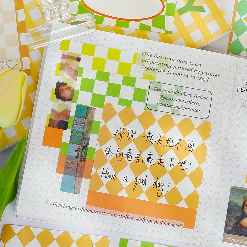 Set 400 Tờ Giấy Ghi Chú Họa Tiết Caro Dễ Thương Cho Học Sinh