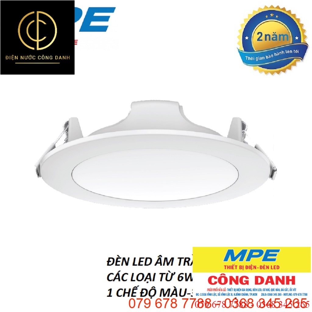 Đèn led âm trần 9W hàng chính hãng MPE model RPL2 ĐỦ MÀU