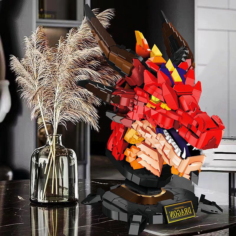 Đồ chơi Lắp ráp Mô hình đầu rồng LN1008 Legendary Dragon Moc Creative Series Fire Dragon Ornaments