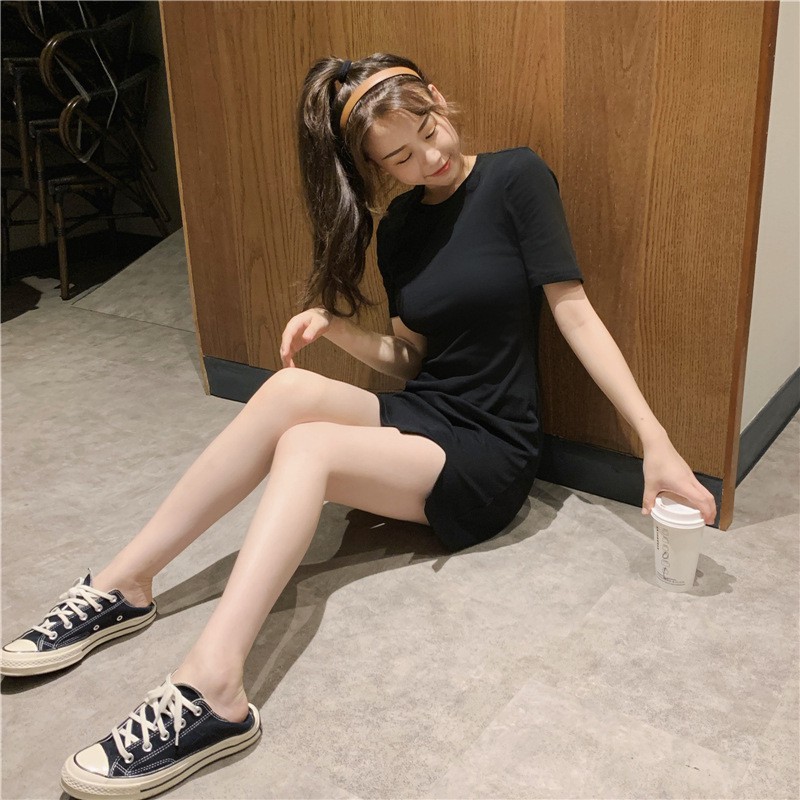 Váy Body xẻ tà tay ngắn xinh yêu - Đầm Thun nữ form ngắn | BigBuy360 - bigbuy360.vn