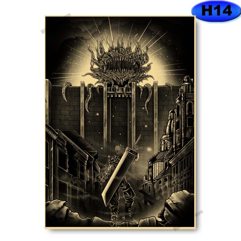 Poster Treo Tường Trang Trí In Hình Nhân Vật Anime Demon Slayer/Haikyuuu Phong Cách Vintage