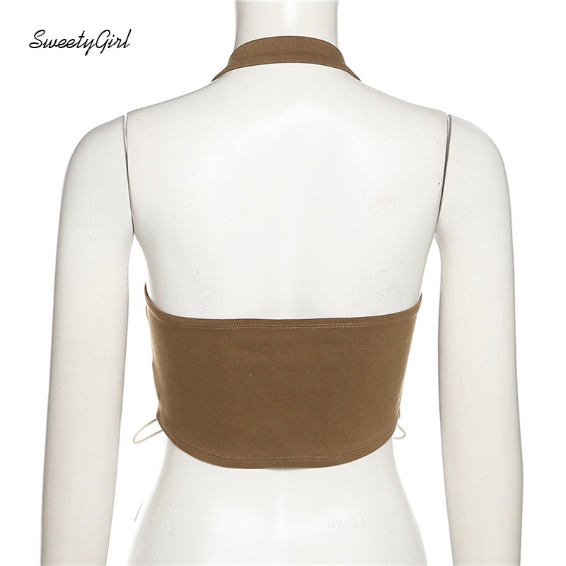 Áo Hai Dây Rút Dây Màu Sắc Tương Phản Thời Trang Quyến Rũ Cho Nữ