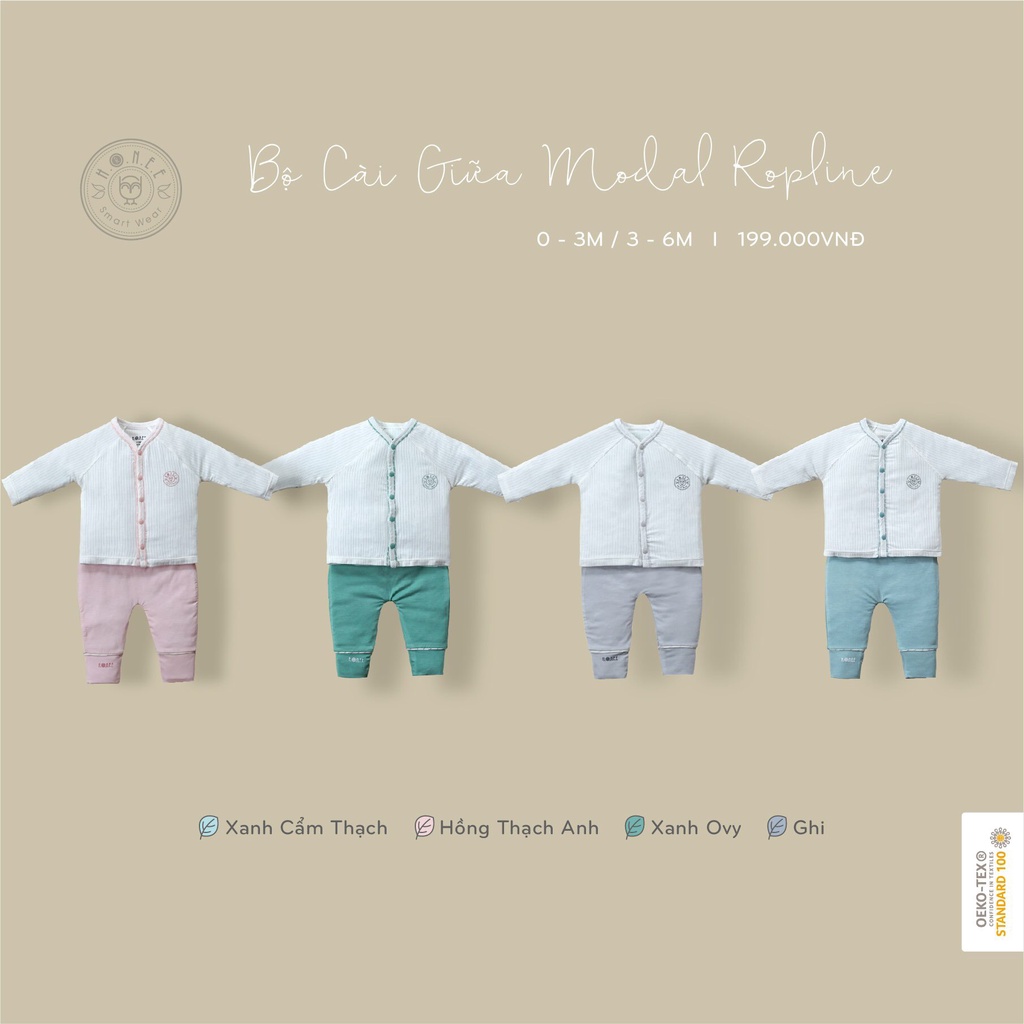 Hrnee Bộ sơ sinh modal Ropline cho bé 0-6M 2022