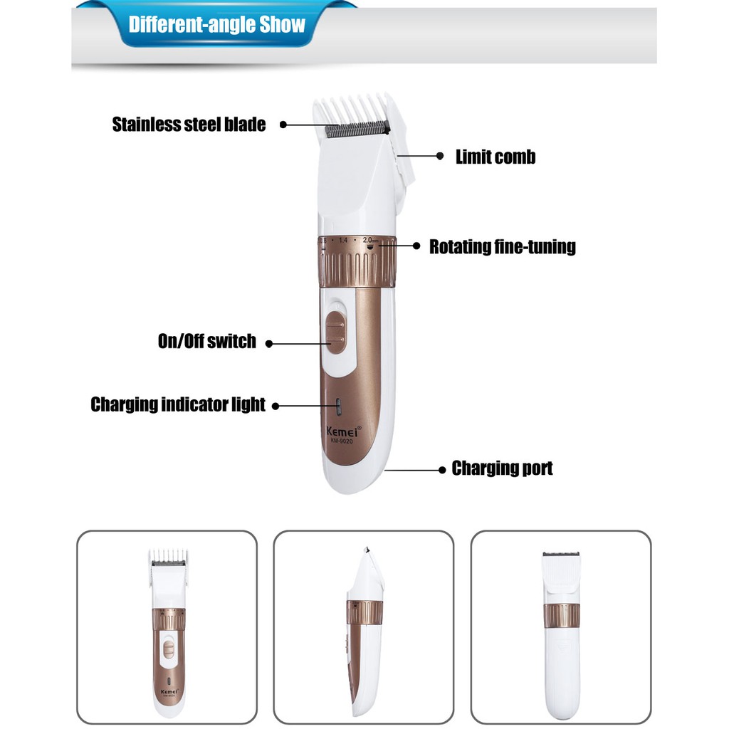 Tông Đơ Cắt Tóc Kemei KM-809A Màn Hình LCD Không Dây Chuyên Nghiệp