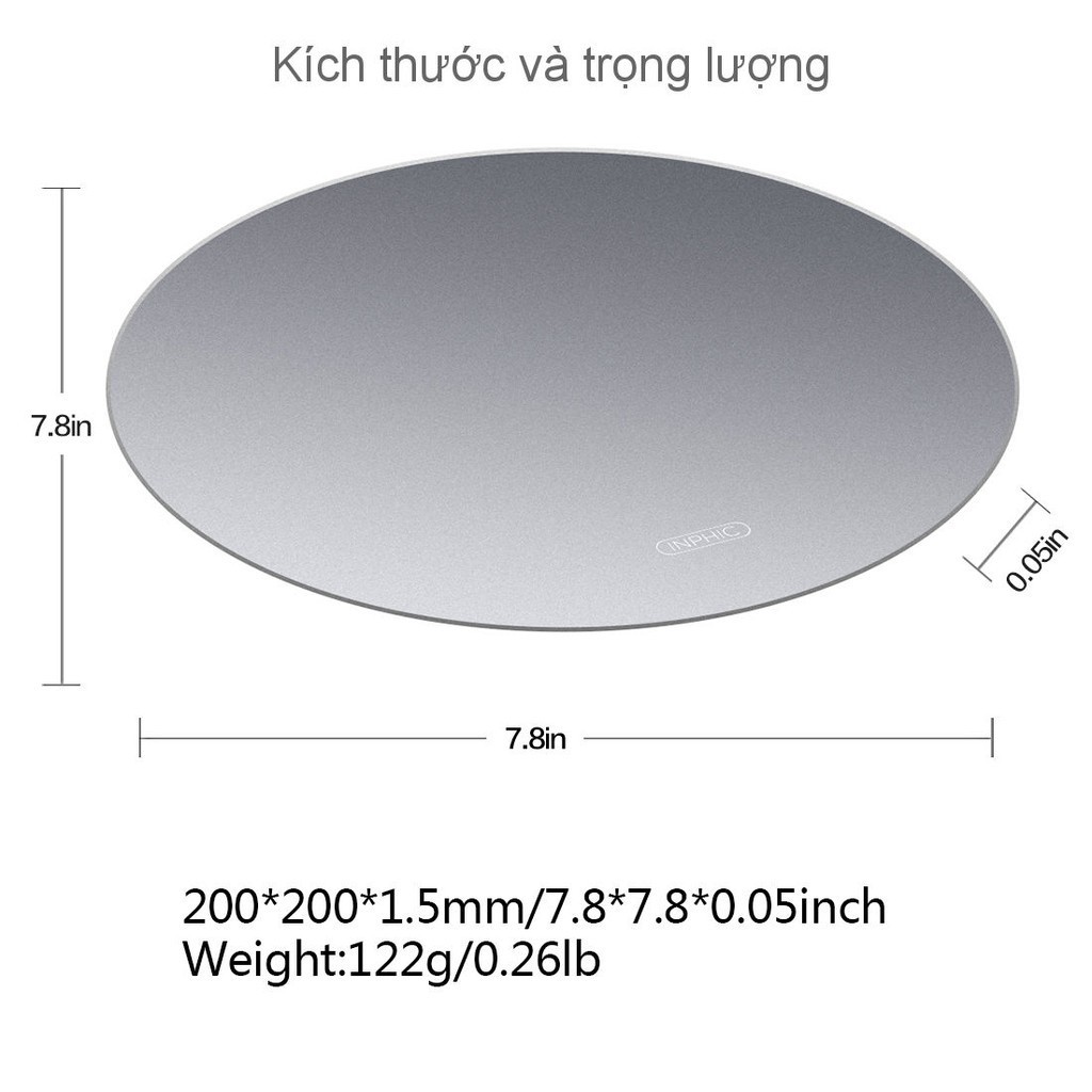 Đế lót chuột chất liệu kim loại tốc độ đặc biệt cao INPHIC LC_Rmetal PD22 dùng cho tất cả các loại chuột - Chính Hãng