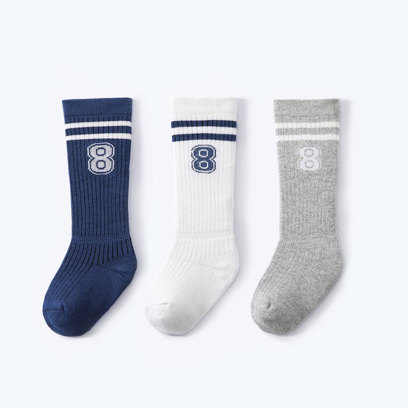 Vớ Cotton Cao Qua Gối Dày Dặn Họa Tiết Kẻ Sọc Màu Sắc Trơn Giữ Ấm Mùa Thu Cho Bé