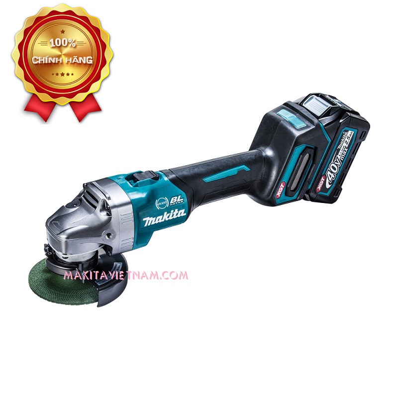 [Hàng chính hãng] Máy mài góc dùng pin Makita GA005GM201 40V Max Kèm sạc nhanh, 2 pin 4.0Ah, thùng Makpac