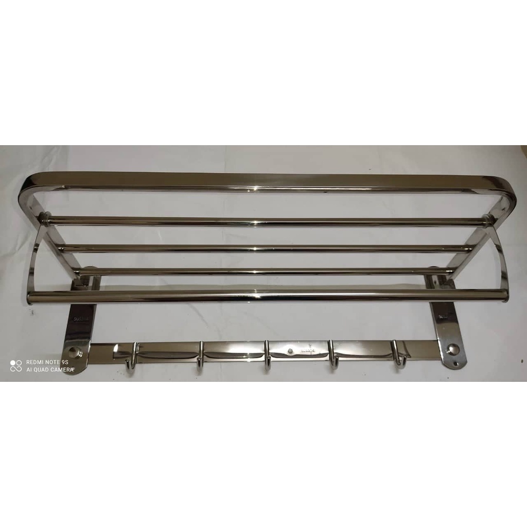 VẮT KHĂN GIÀN TRẮNG ĐẾ PHỒNG CÓ MÓC ÁO PHÒNG TẮM CAO CẤP INOX 304