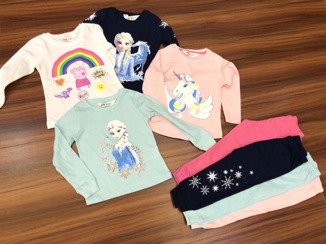 Bộ cotton dài tay HM cho bé gái 10-14kg
