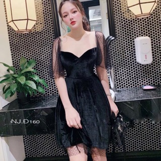 Đầm bigsize nhung phối lưới bi 60-80kg