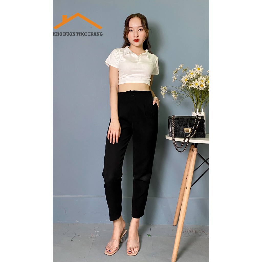 Áo Croptop Cổ Đức 2 màu đen trắng | BigBuy360 - bigbuy360.vn