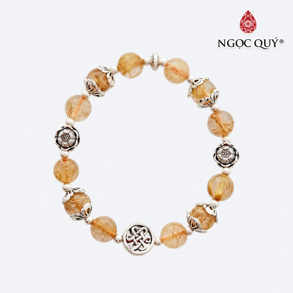 Vòng tay TA tóc vàng phối charm bạc - Ngọc Quý