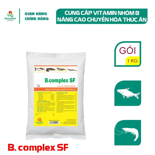 Vemedim B.Complex SF tôm cá dùng bổ sung vitamin nhóm B tăng chuyển hóa thức ăn cho tôm cá, gói 1kg