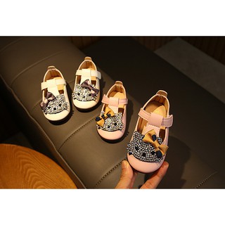 giày da mềm bé gái size 16-20 kitty mặt đá