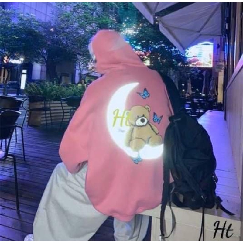 Áo hoodie phản quang gấu bướm trăng HT12