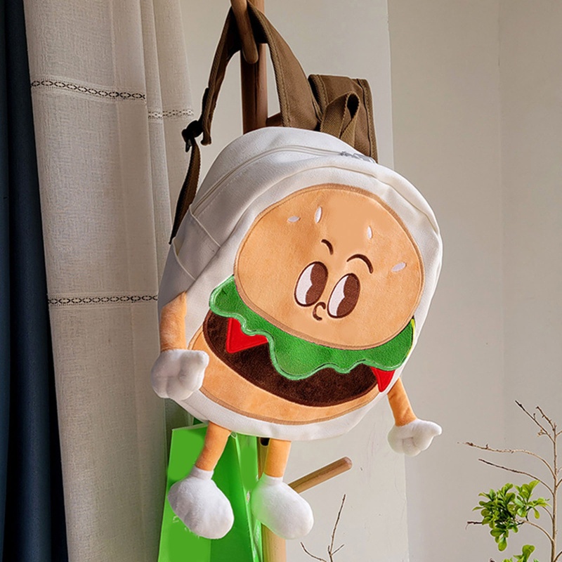 Ba Lô Canvas Sức Chứa Lớn Hình Hamburger Cho Nữ