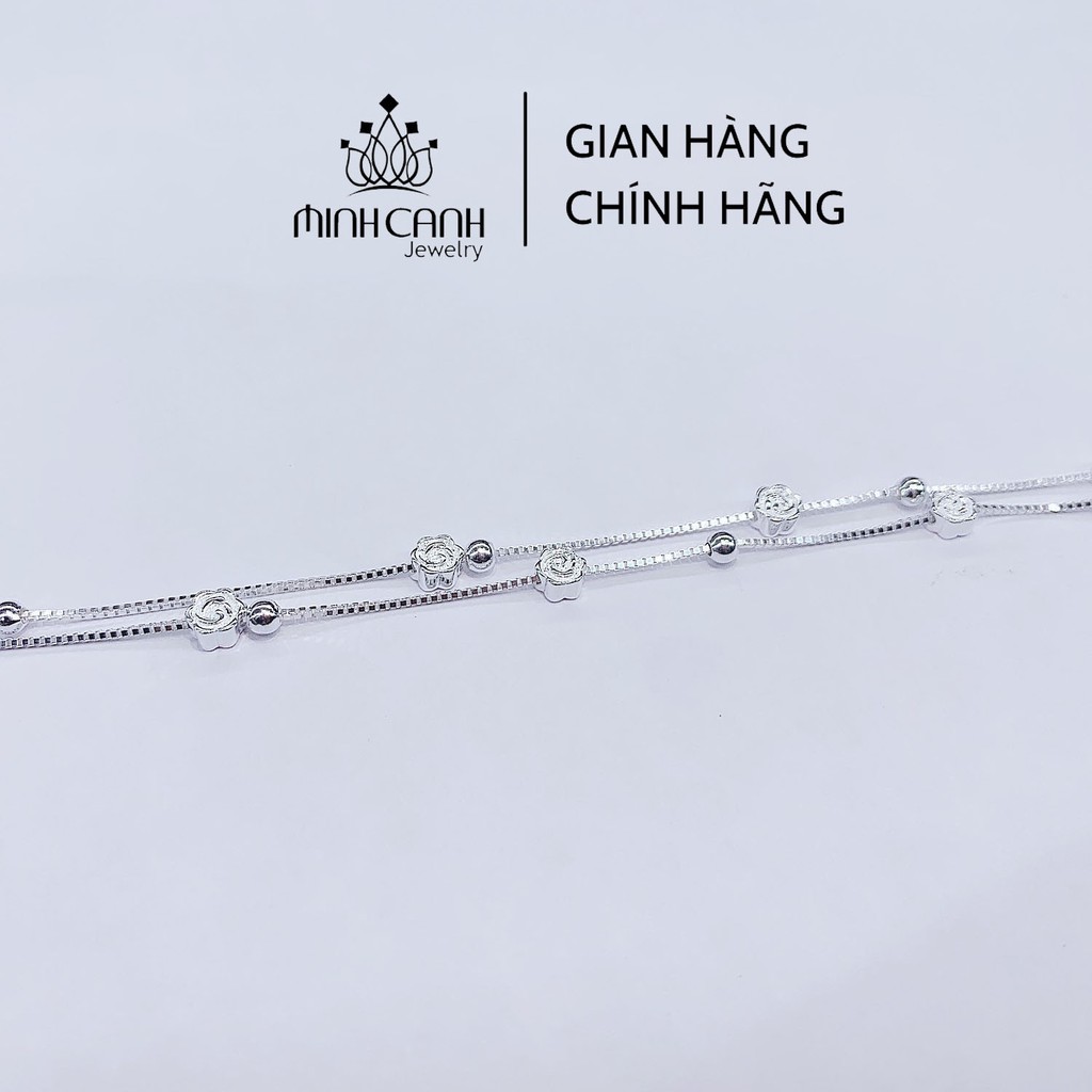 Lắc Chân Hoa Hồng Dây Kép Bạc 925 - Minh Canh Jewelry