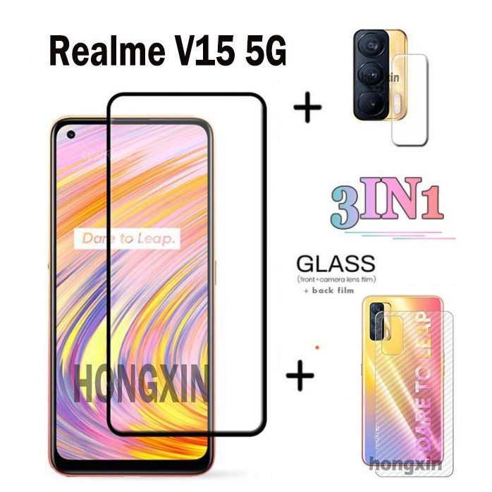 Miếng dán màn hình kính cường lực+miếng dán camera+mặt lưng 3 trong 1 cho Oppo Realme V15 5g V3 V5 V11 V13 5g