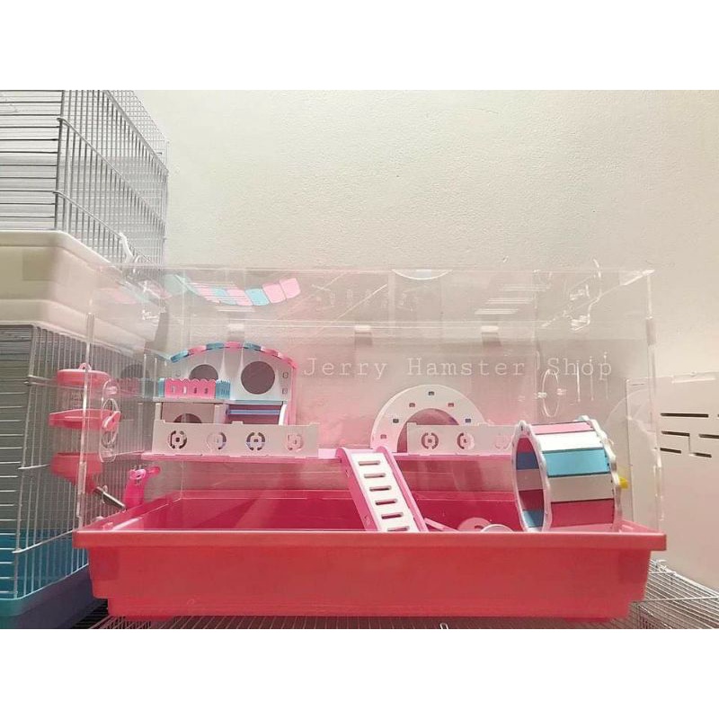 Lồng mica cỡ đại đủ phụ kiện cho hamster