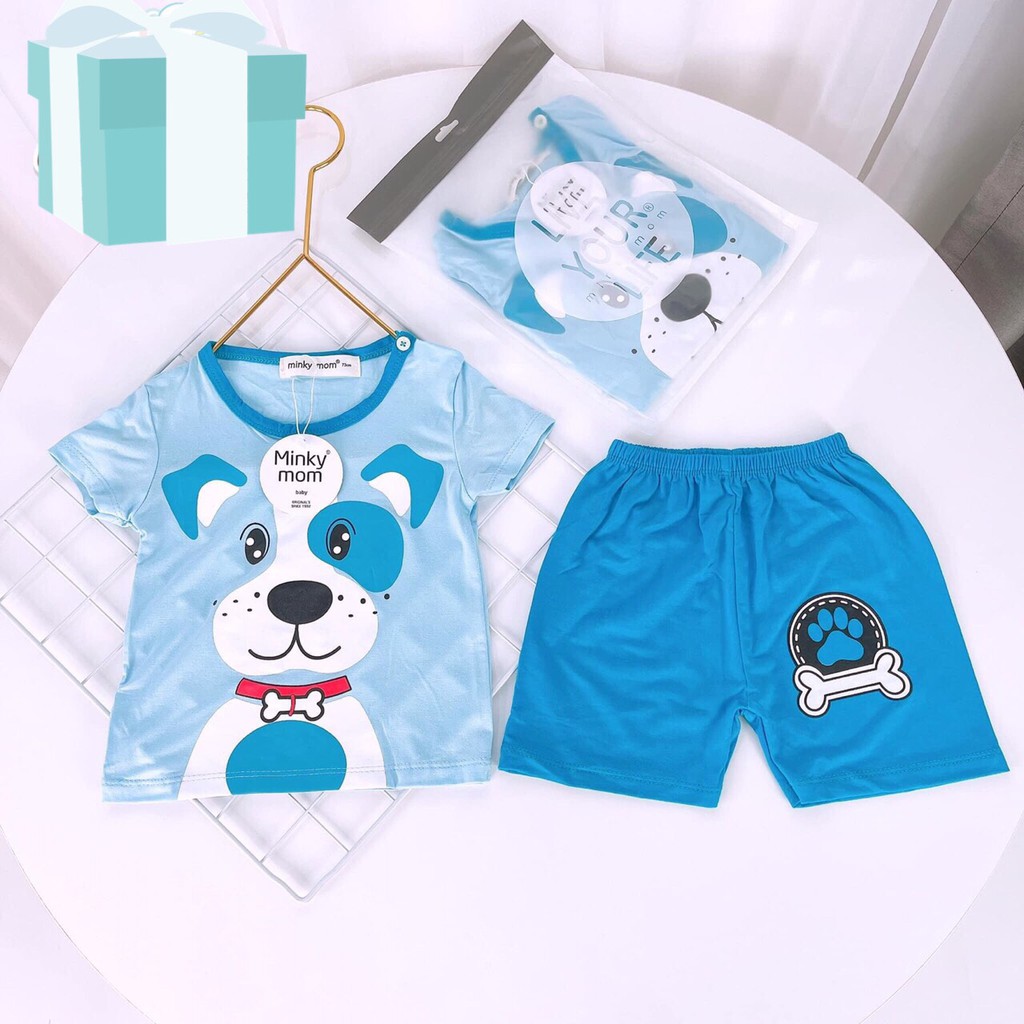 [RẺ VÔ ĐỊCH] Bộ cộc tay raglan quần đùi họa tiết trẻ em chất thun lạnh Minky Mom