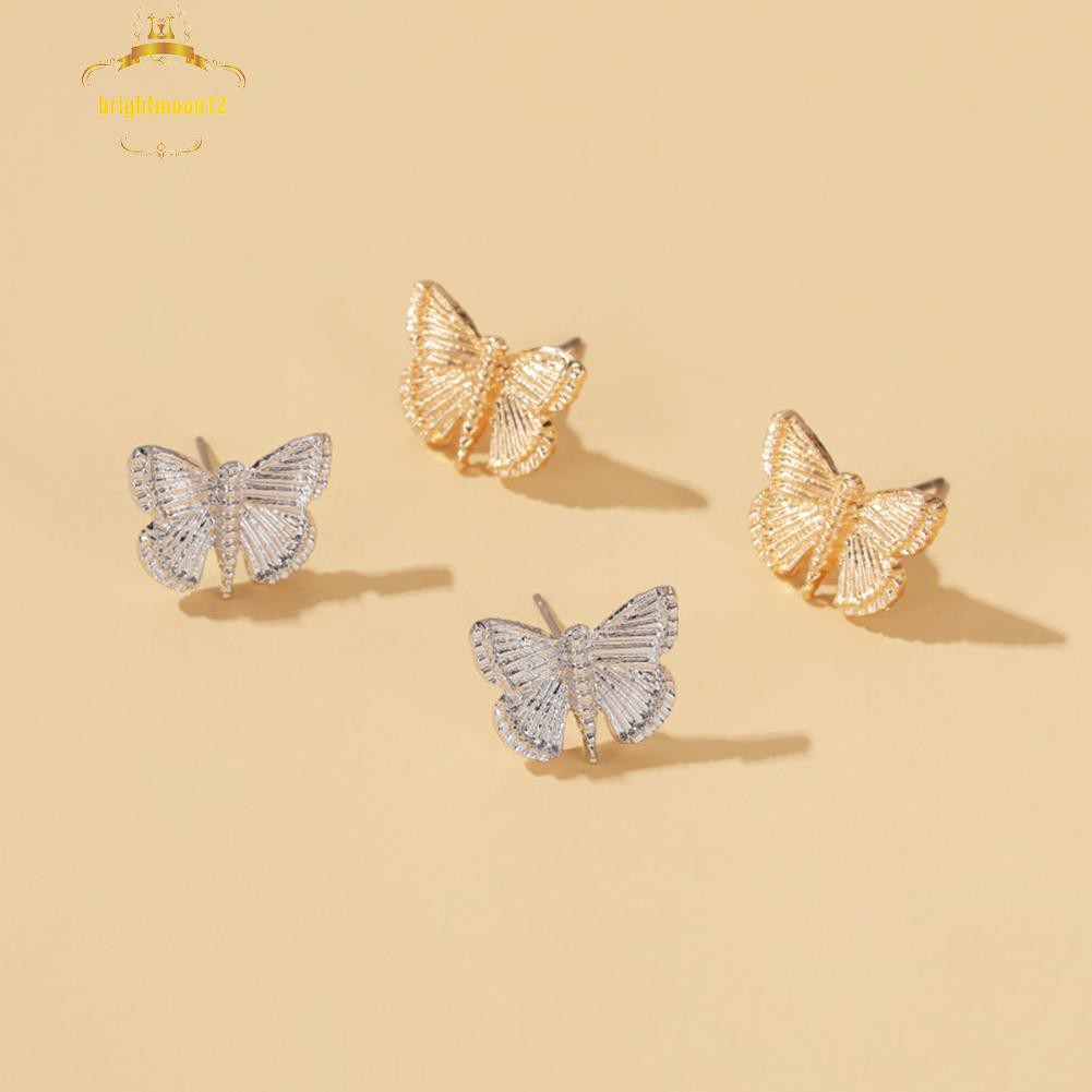 ❀BM❀ Fashion Elegant Crystal Butterfly Earrings Simple Cute Women Small Ear Stud