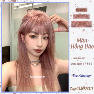 thuốc nhuộm tóc màu hồng đào . [ tặng kèm trợ dưỡng + bao tay nhuộm ]