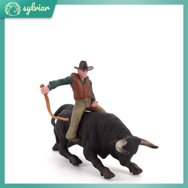 Bộ Mô Hình Đồ Chơi Bò Tót Bằng Nhựa Màu Đen Cho Bé