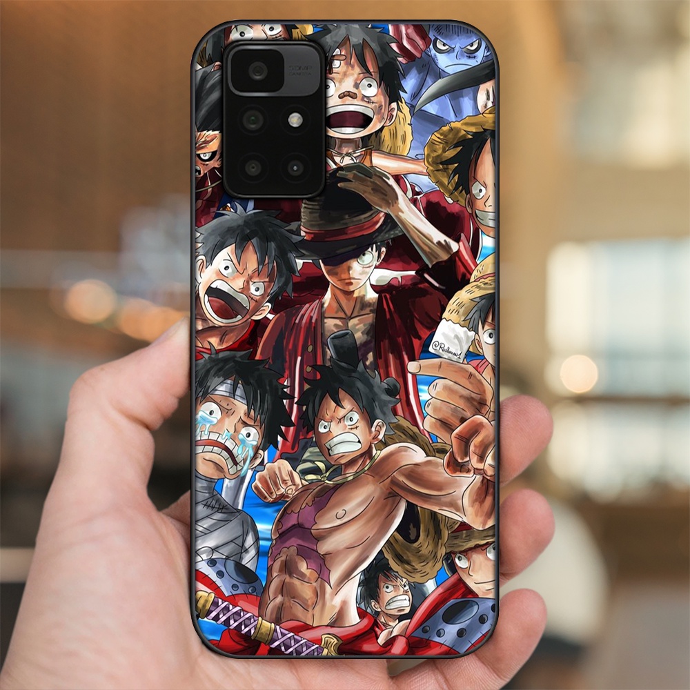 Ốp lưng Xiaomi Redmi 10 viền đen in hình Luffy One Piece