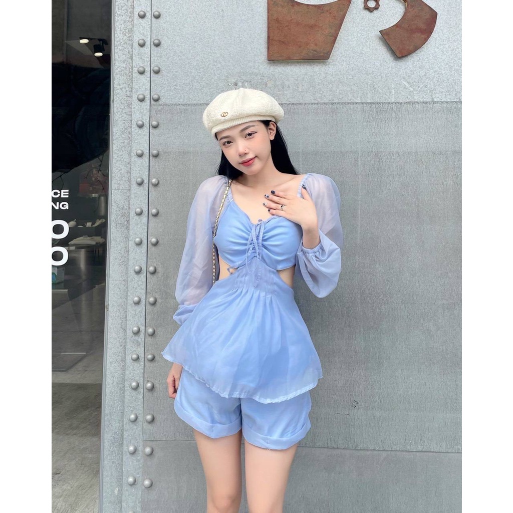 SET VOAN HỞ LƯNG CUTE, SET THIÊN NGA, SET ÁO CỔ YẾM, SET QUẦN SHORT ⚡HỎA TỐC⚡ CÁ TÍNH, NĂNG ĐỘNG - MEOINDAHOUSE