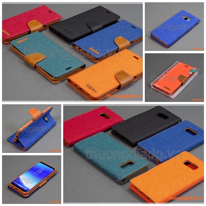 Bao da thời trang Samsung Galaxy S8+/ G955 (Hiệu GOOSPERY, CANVAS DIARY)