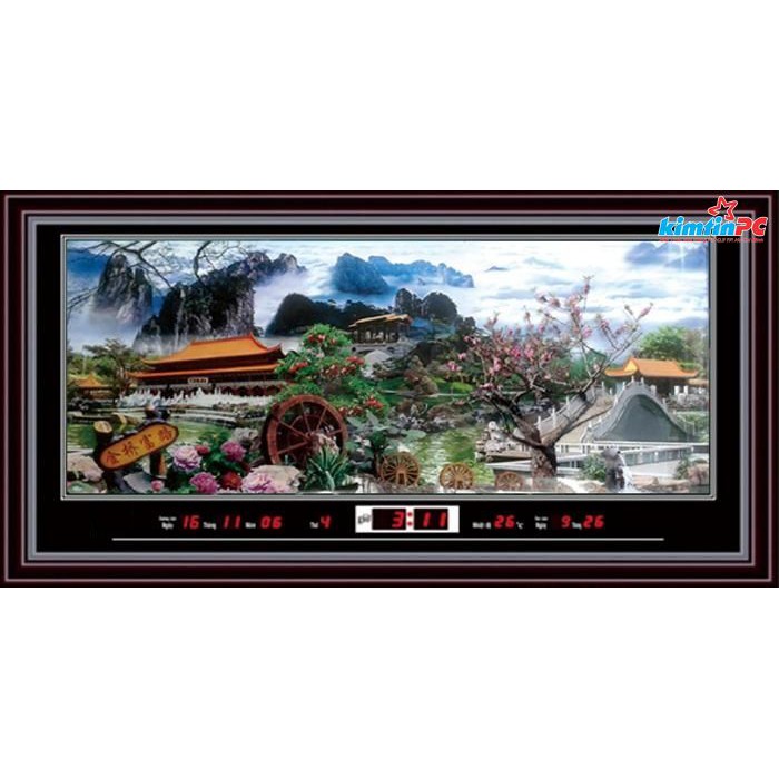 Đồng hồ vạn niên - Tranh Trôi 2 hình - 55x100cm - mã 851