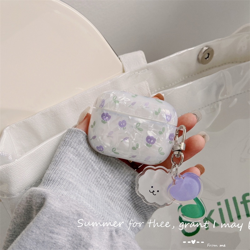 Vỏ bảo vệ hộp sạc tai nghe họa tiết hoa Tulip dễ thương thích hợp cho Airpods Pro 1/2