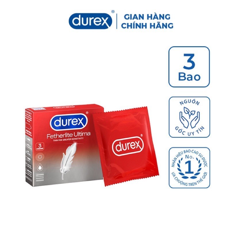 Bao cao su Durex Fetherlite chính hãng 12 cái ,Siêu Mỏng [ Trị Xuất Tinh Sớm ]