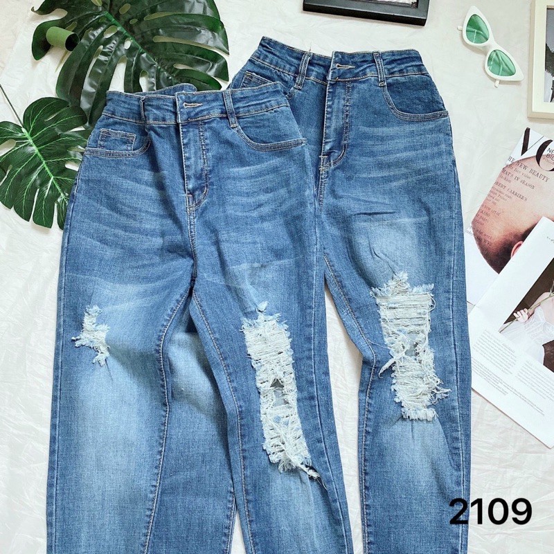 [ SIZE 60-90KG ] QUẦN JEAN DÀI XANH RÁCH