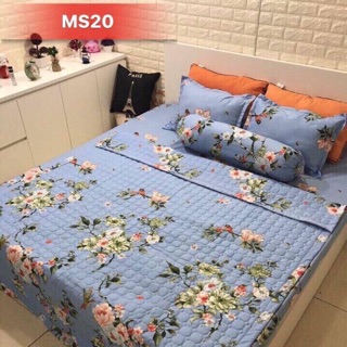 Set chăn ga gối hè hoa biển xanh