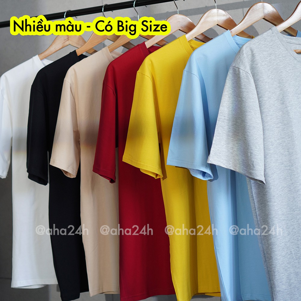 Áo thun Unisex trơn 100% Cotton form rộng tay lỡ phông oversize cho nam nữ AH1504