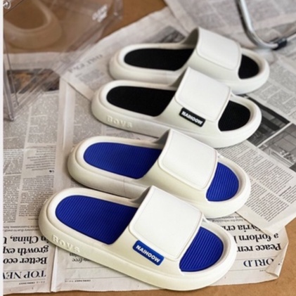 Dép Ulzzang LOẠI 1 - Dép quai ngang nam nữ cao su phối trắng xanh đen chuẩn hàng