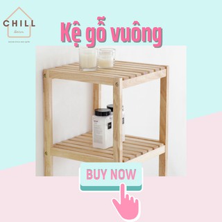 Kệ để đồ bằng gỗ 2 tầng - kệ đầu giường đa năng Chill Decor