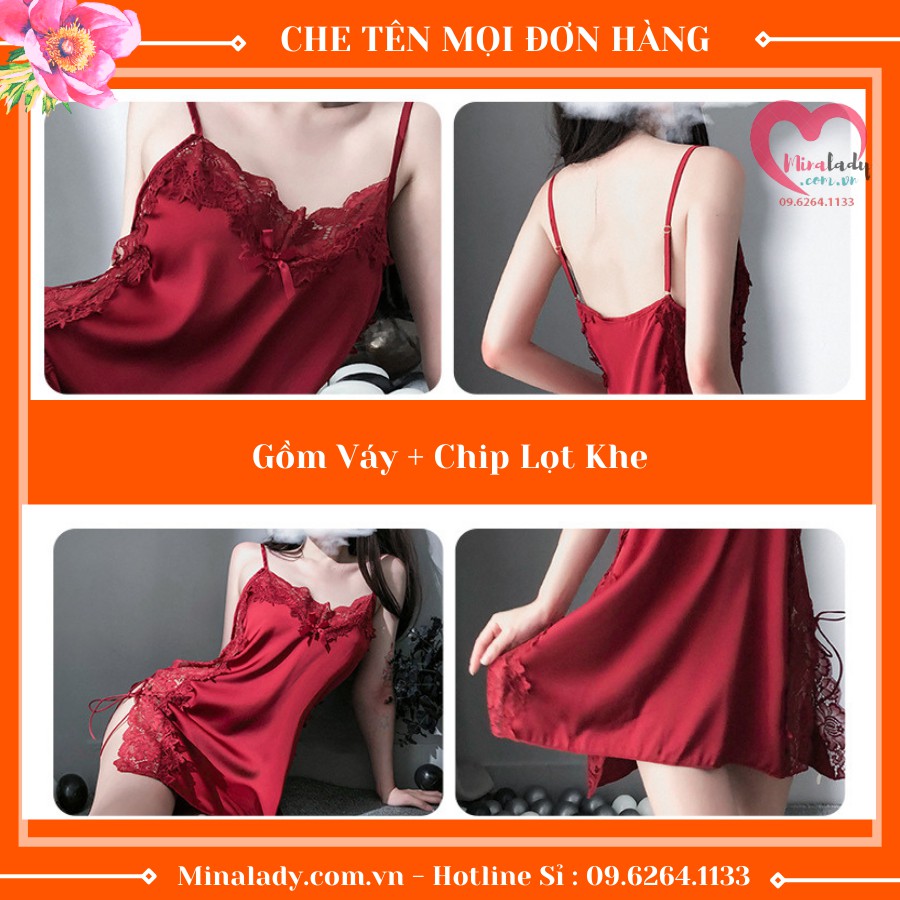 Đầm Ngủ Lụa Phối Ren Sexy - Tặng Kèm Quần Chip Xinh - Quyến Rũ Đẹp Mắt -Đan Dây | BigBuy360 - bigbuy360.vn